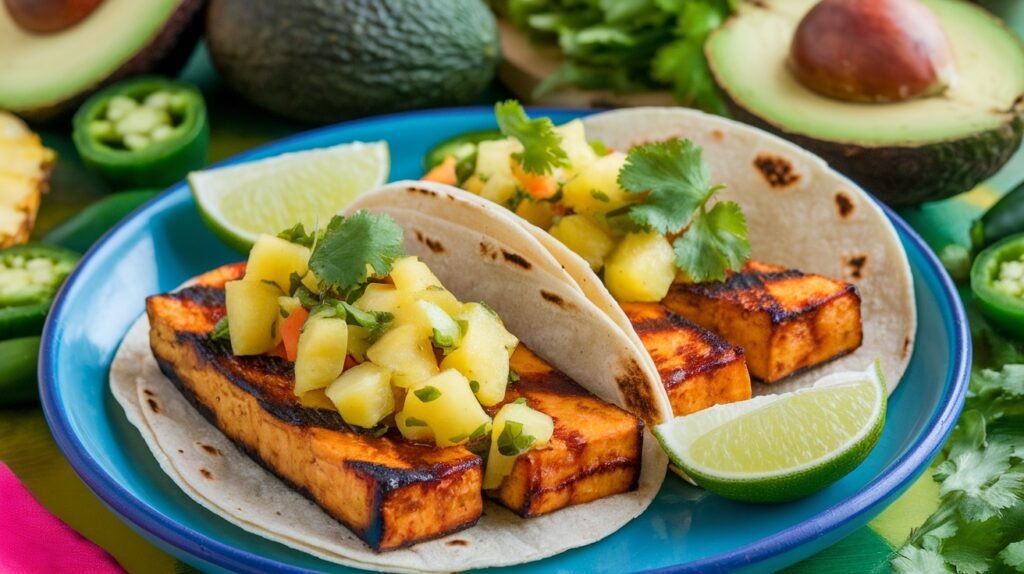 Pineapple BBQ Tofu Tacos