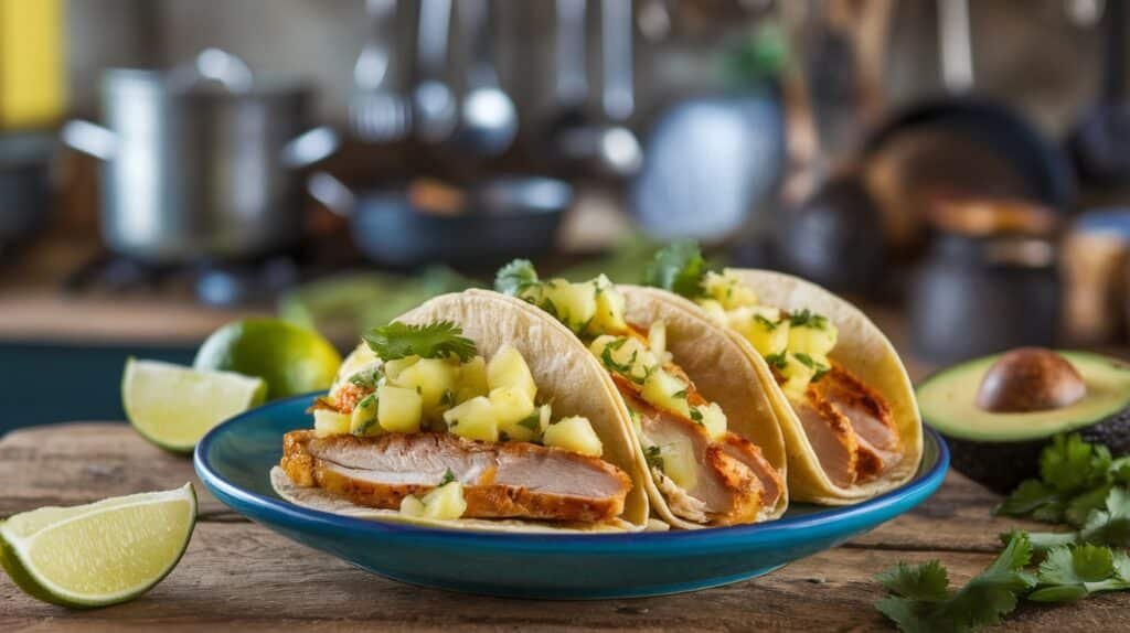 Pineapple Cilantro Chicken Tacos