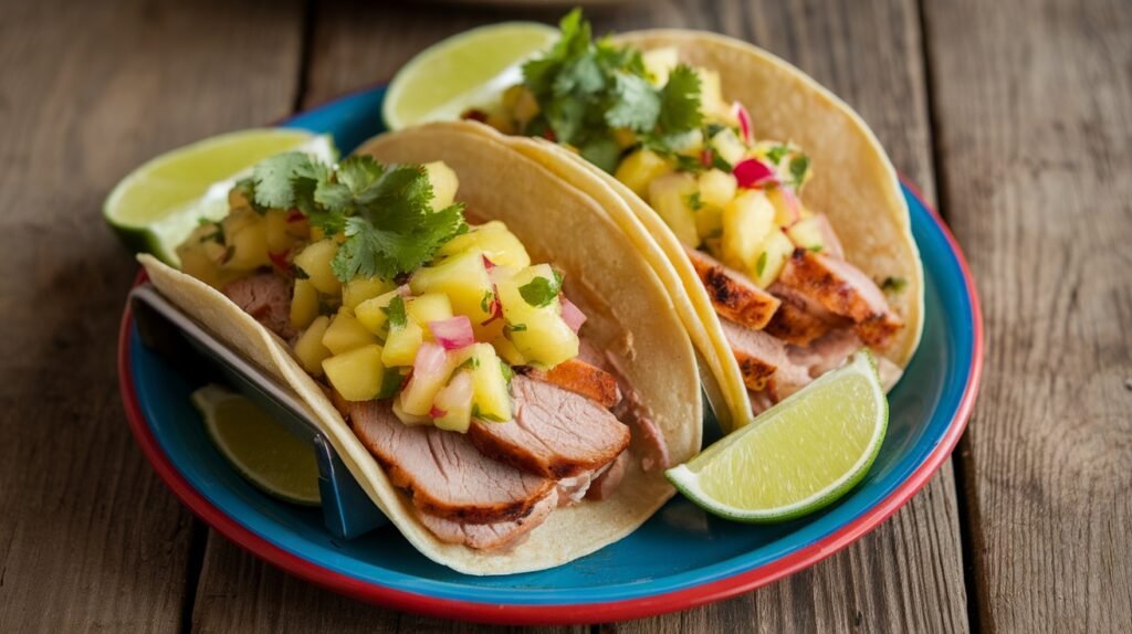 Pineapple Cilantro Salsa Pork Tacos
