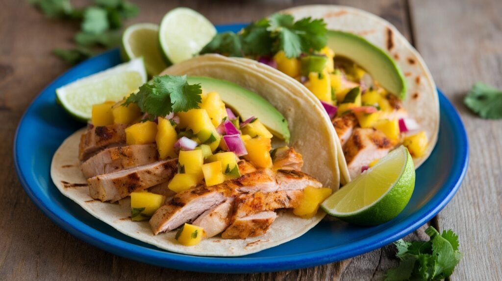 Pineapple Mango Salsa Chicken Tacos