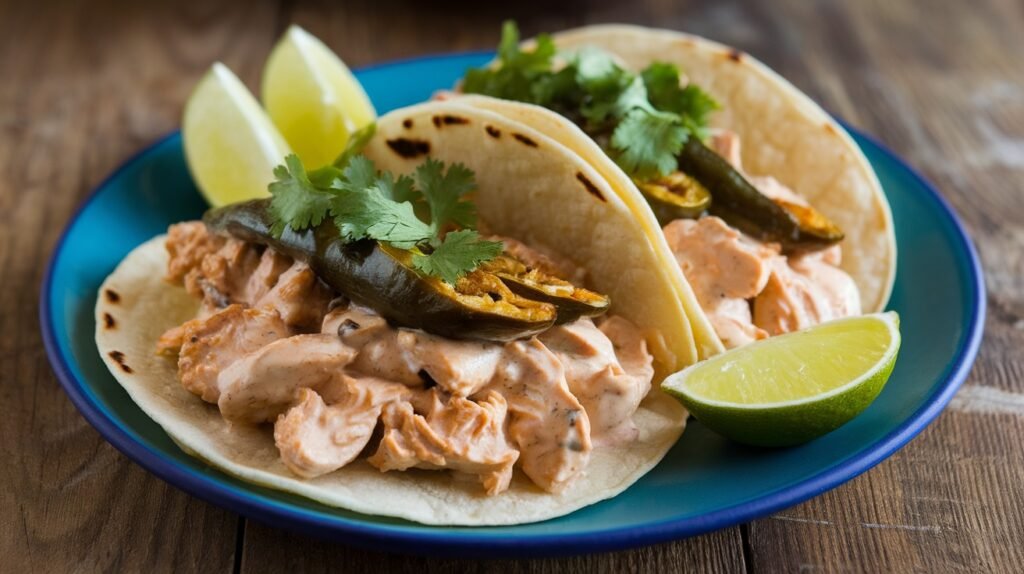 Poblano Cream Chicken Tacos