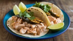 Poblano Cream Chicken Tacos
