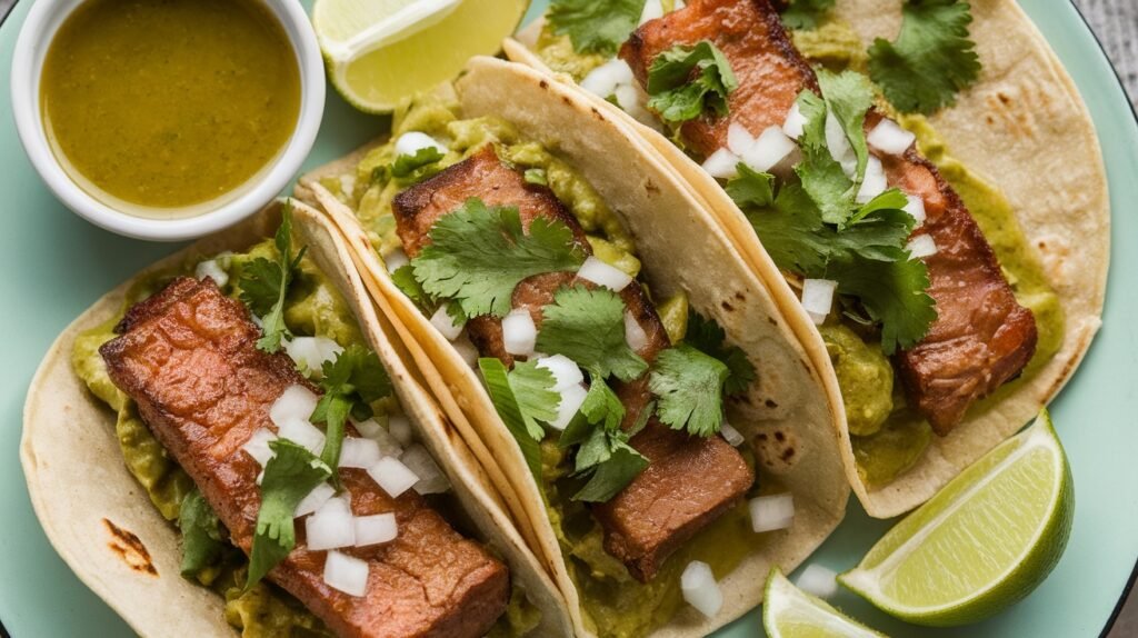 Salsa Verde Pork Belly Tacos