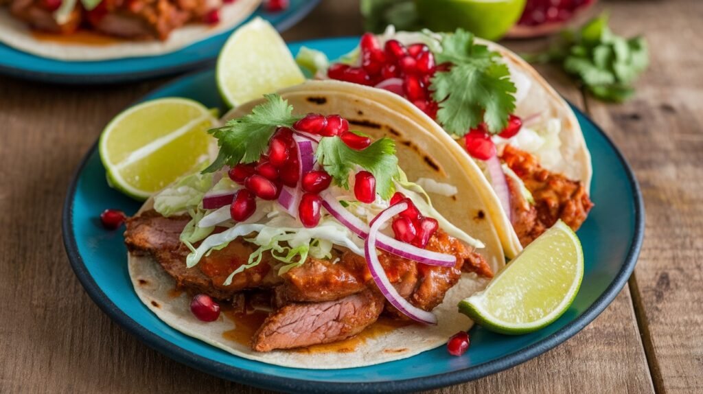 Pomegranate Glazed Pork Tacos