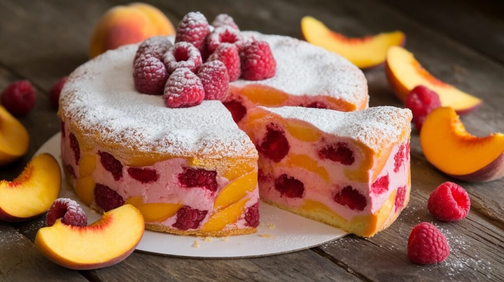 Raspberry Peach Cake
