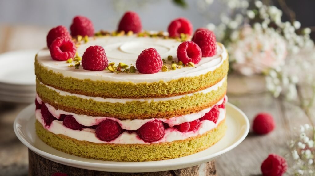 Raspberry Pistachio Cake