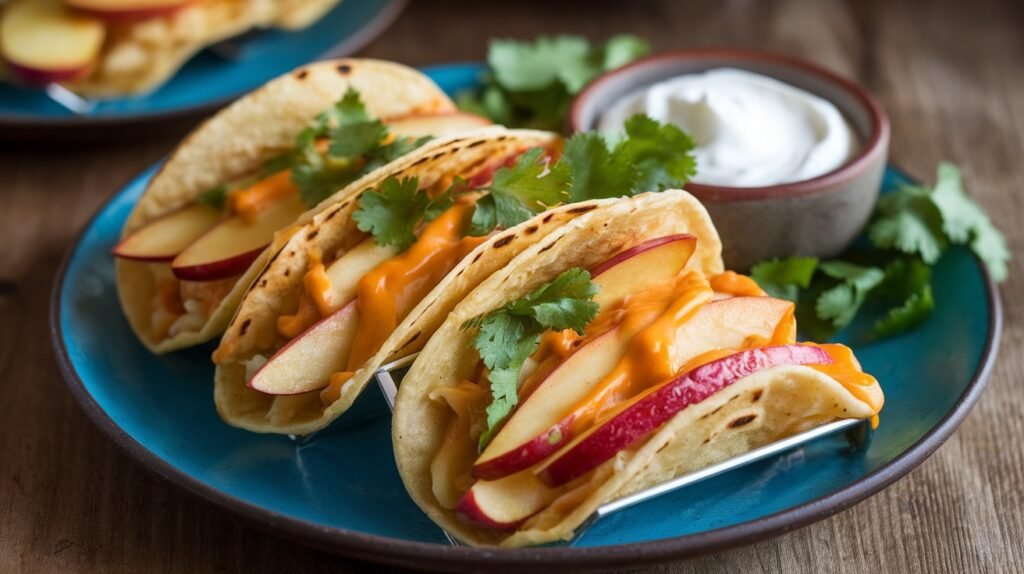 Roasted Apple and Cheddar Tacos