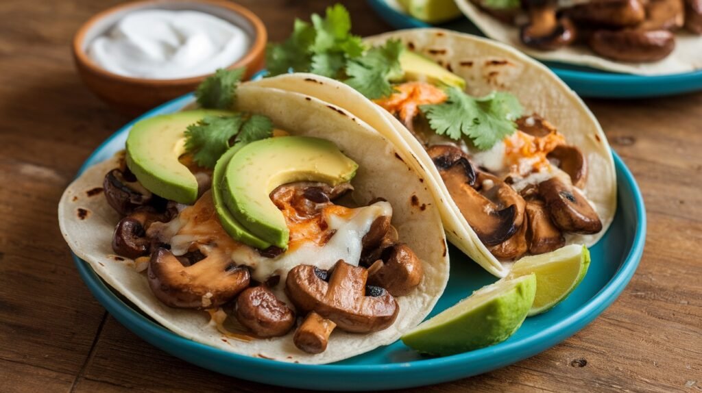 Roasted Mushroom and Swiss Tacos