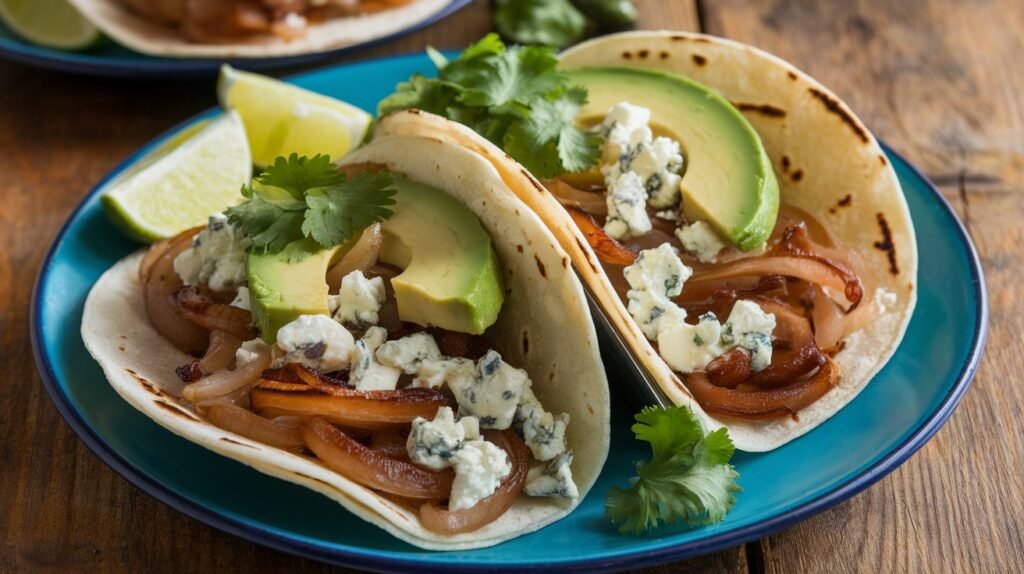Roasted Onion and Blue Cheese Tacos