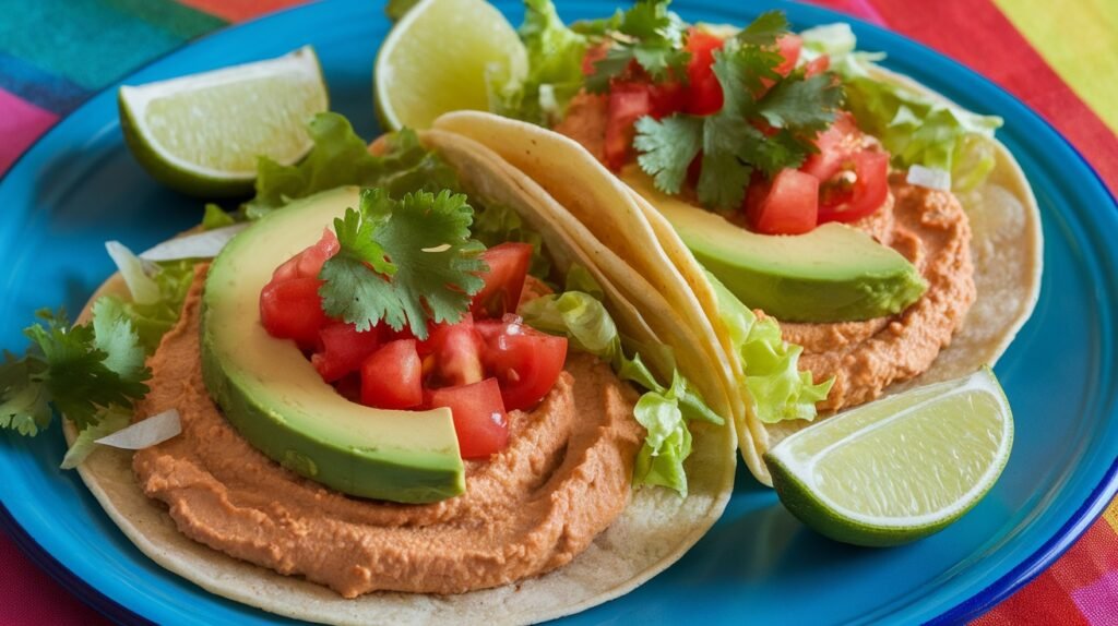 Roasted Red Pepper Hummus Tacos