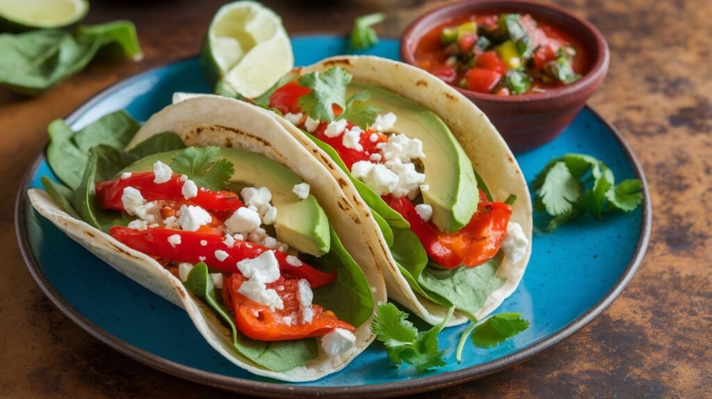 Roasted Red Pepper and Feta Tacos