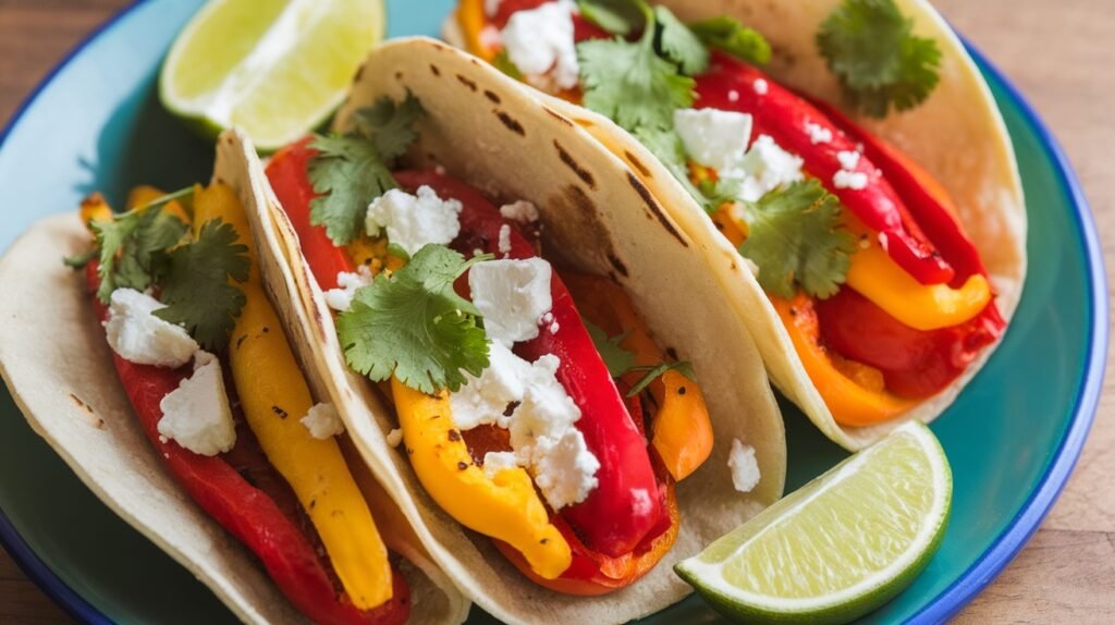Roasted Sweet Pepper and Feta Tacos