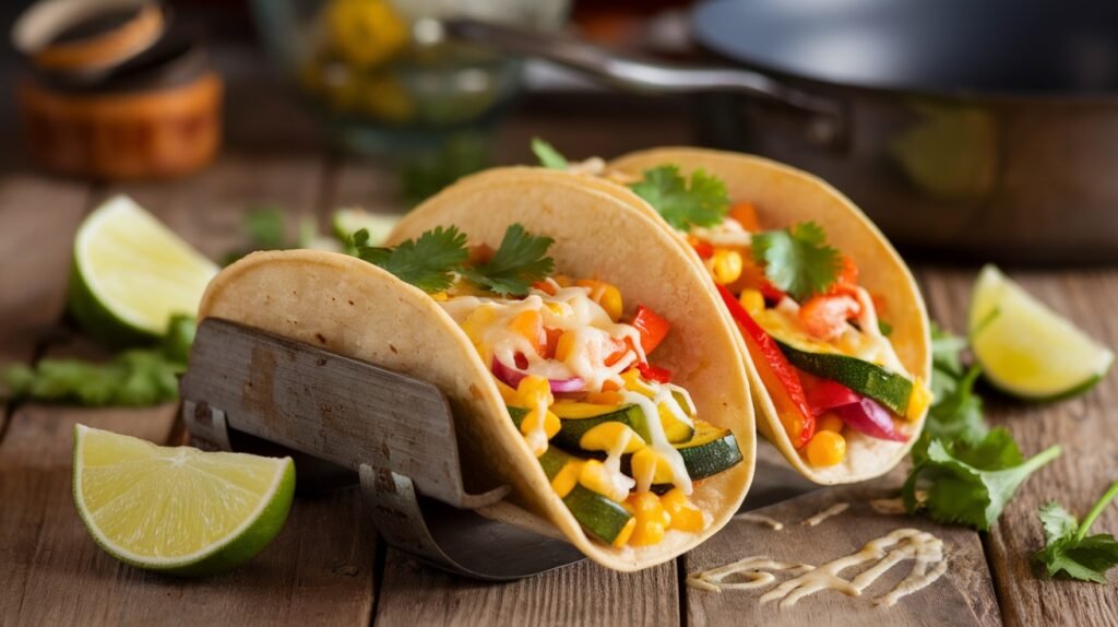 Three-Cheese Roasted Veggie Tacos
