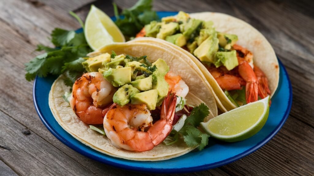 Grilled Shrimp Avocado Salsa Tacos