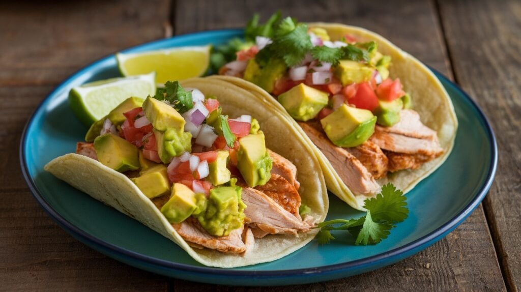 Spicy Avocado Salsa Chicken Tacos