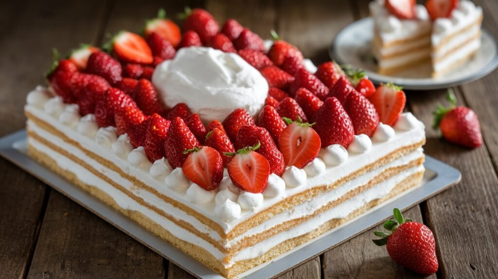 Strawberry Topped Sheet Cake