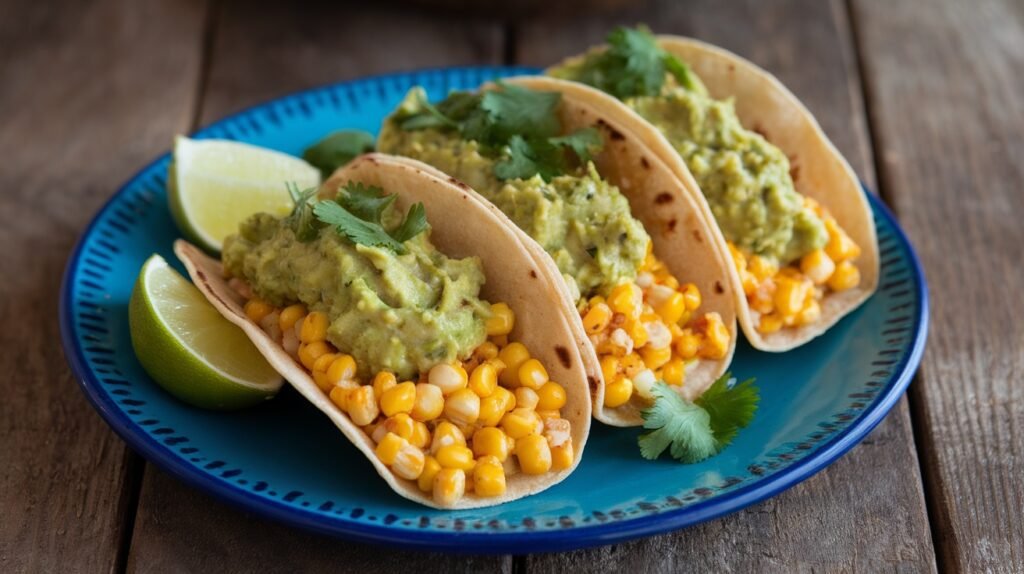 Sweet Corn and Guacamole Tacos