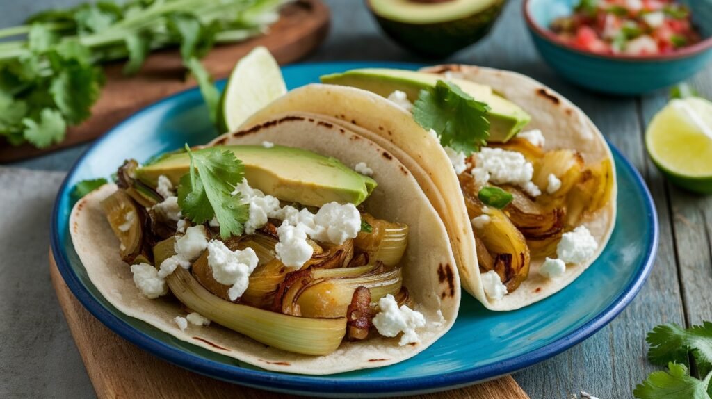 Sautéed Leeks and Goat Cheese Tacos
