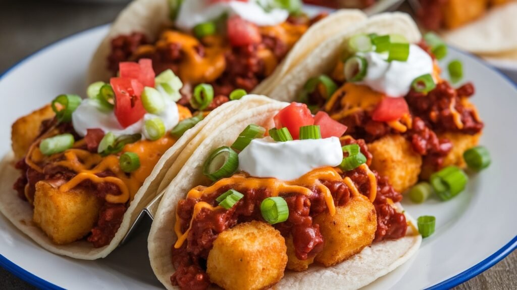 Chili Cheese Tater Tot Tacos