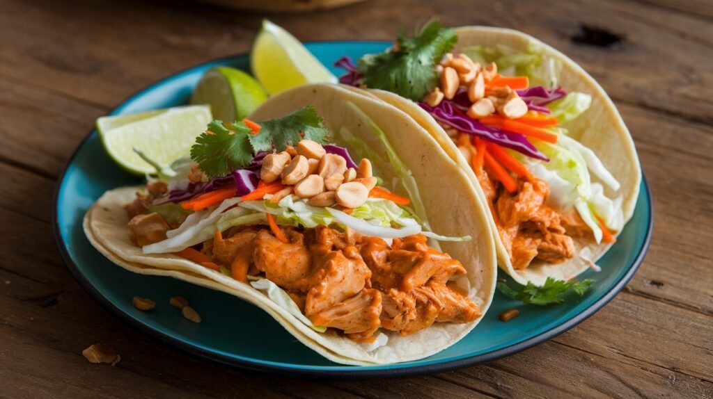 Thai Peanut Chicken Tacos