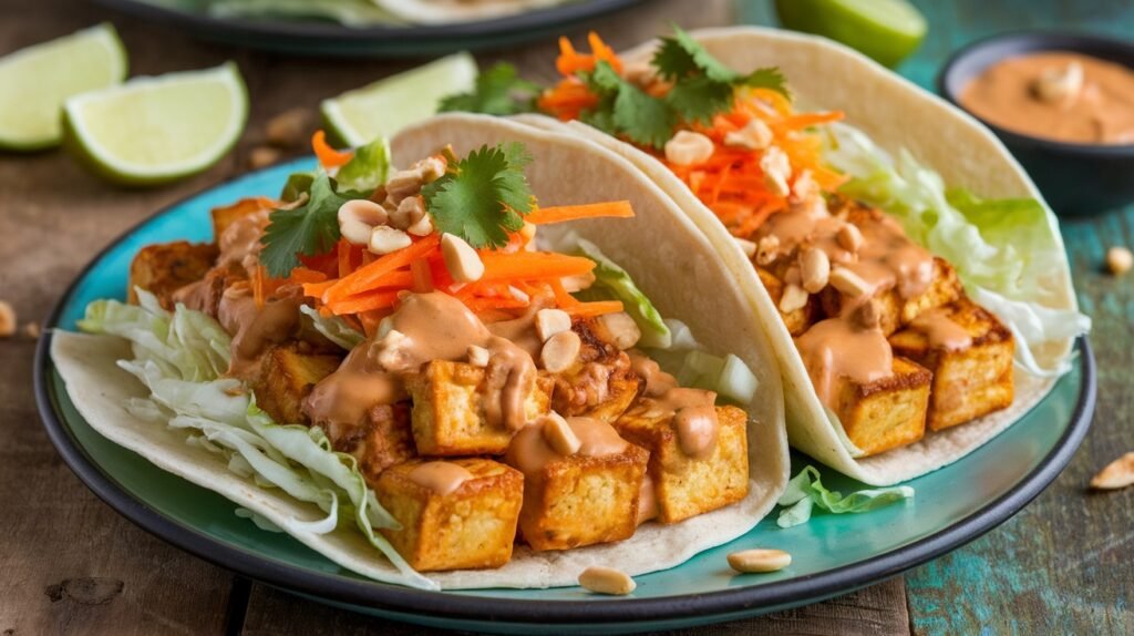 Thai Peanut Tofu Tacos