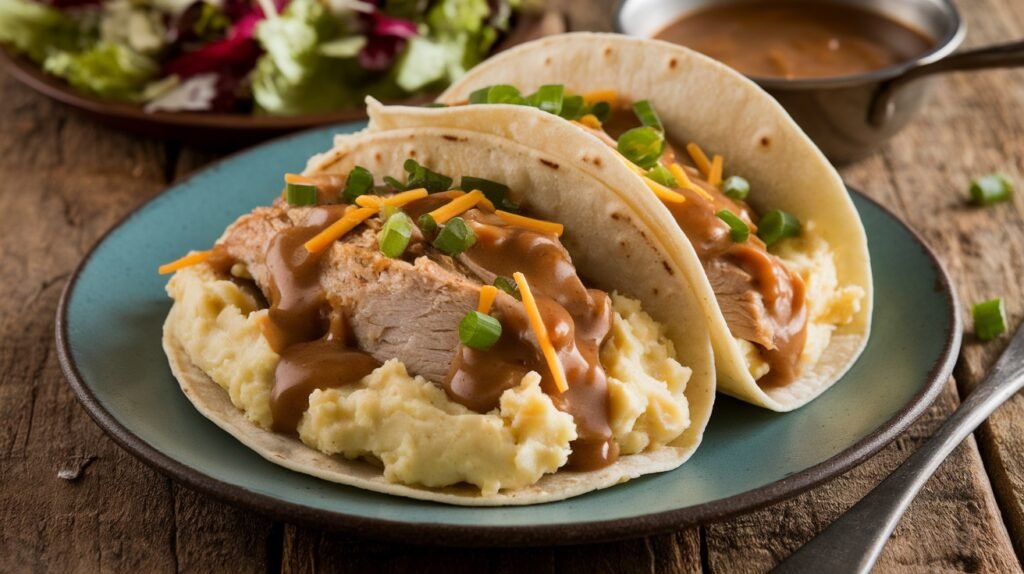 Turkey and Gravy Mashed Potato Tacos