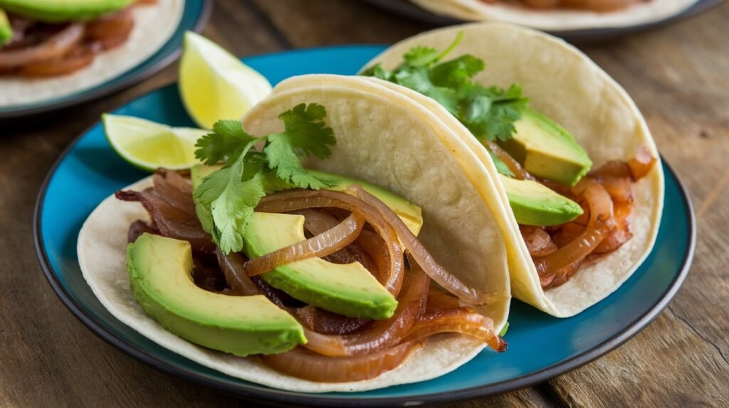Caramelized Onion and Avocado Tacos
