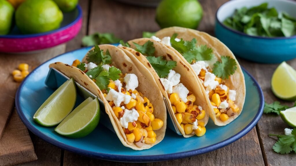 Charred Corn and Feta Tacos