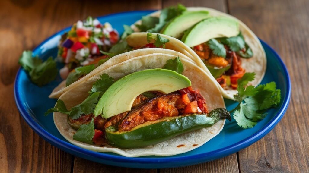 Charred Poblano and Cilantro Tacos