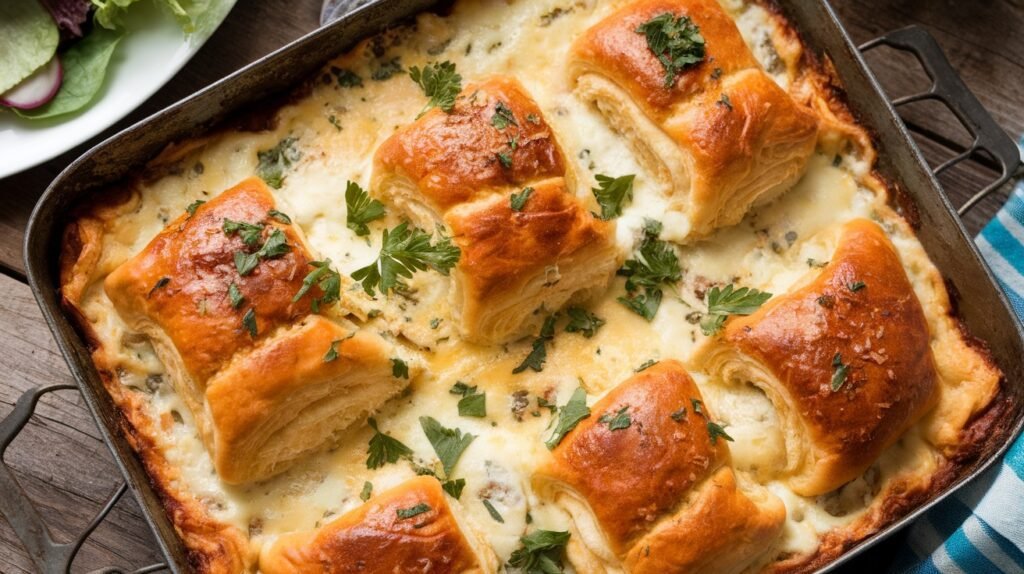 Chicken Alfredo Cheddar Crescent Bake