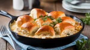 Chicken Alfredo Crescent Roll Skillet