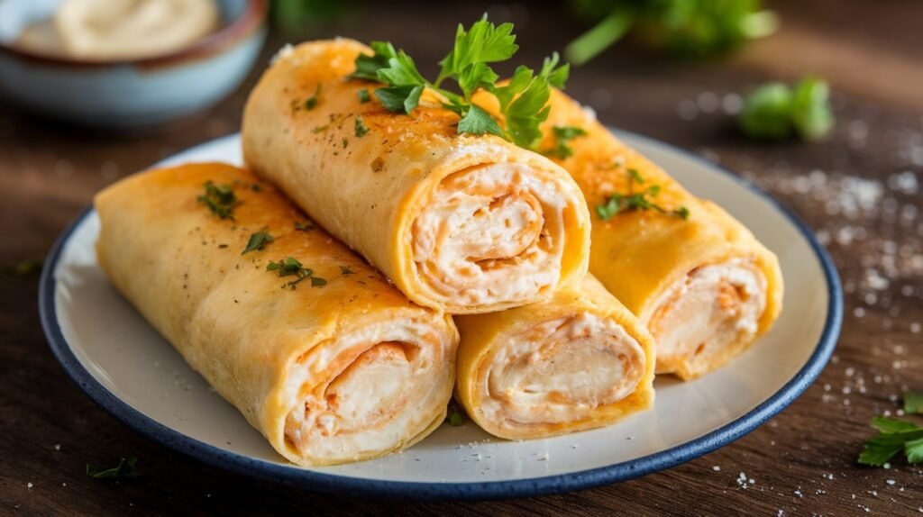 Chicken Alfredo Garlic Roll-Ups