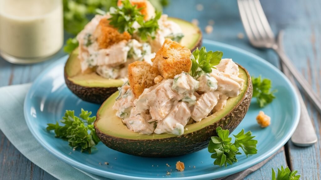 Chicken Caesar Stuffed Avocados