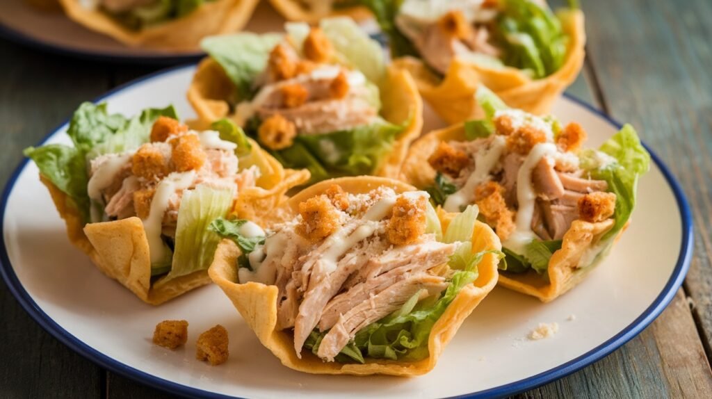 Chicken Caesar Tortilla Cups