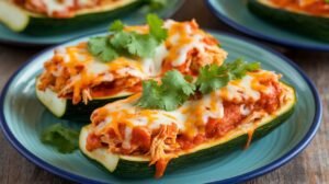 Chicken Enchilada Zucchini Boats