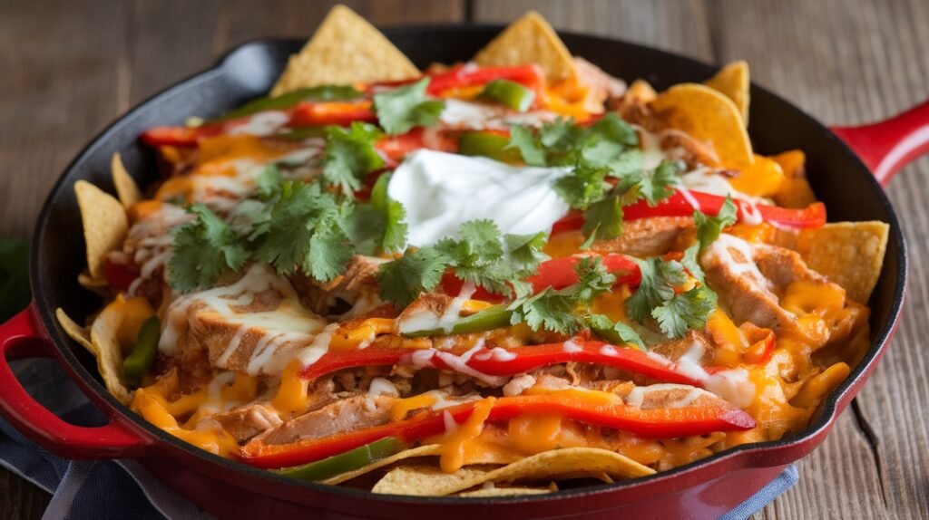 Chicken Fajita Nacho Skillet Bake