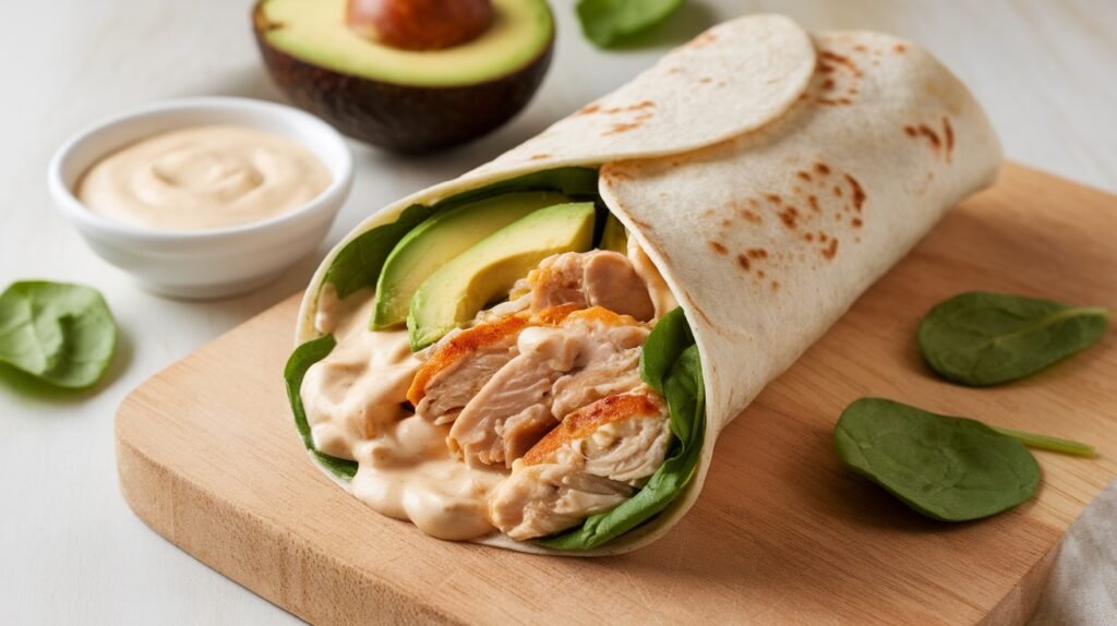 Chicken and Avocado Alfredo Wraps