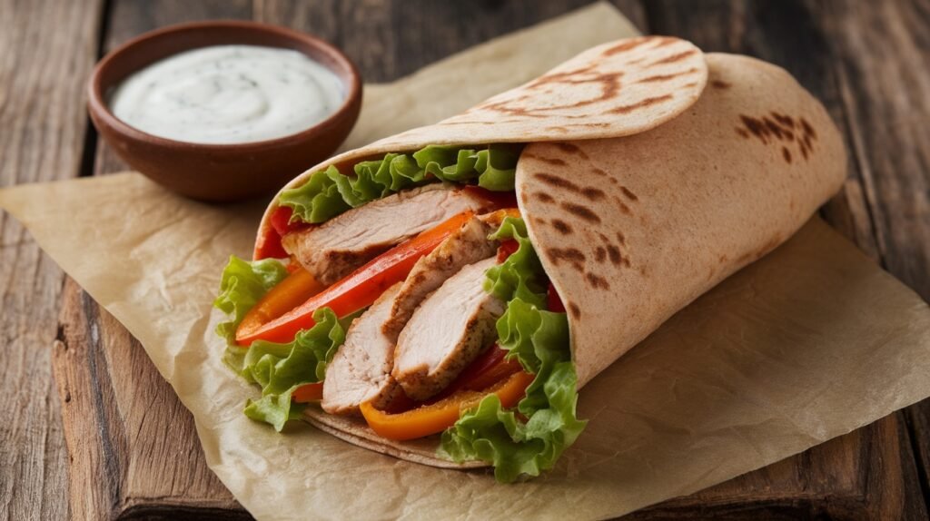 Chicken and Bell Pepper Ranch Pita Wraps