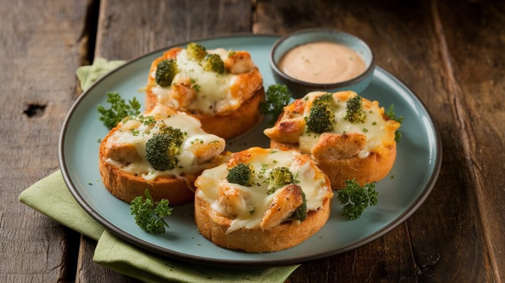 Chicken and Broccoli Toast Rounds