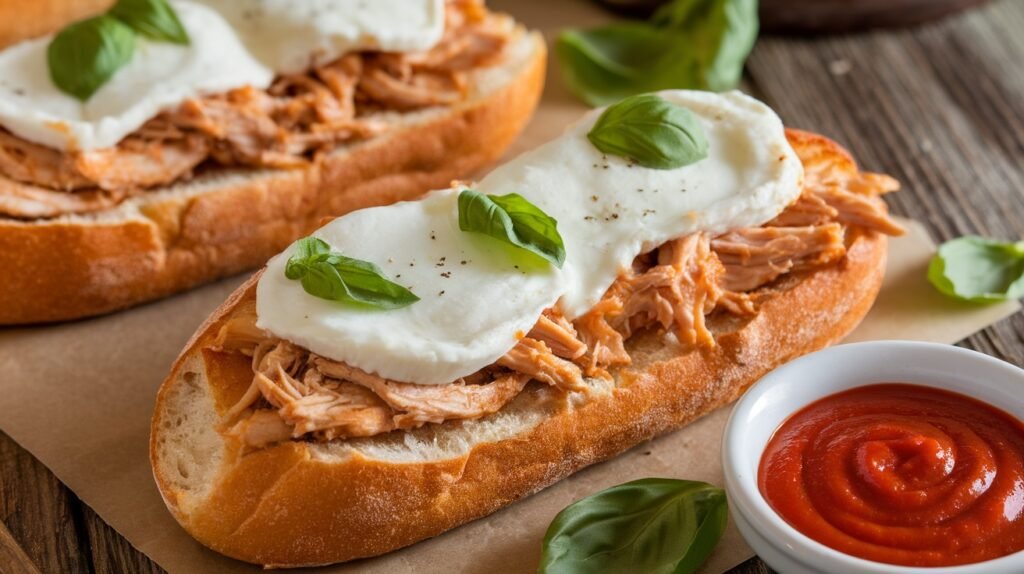 Chicken and Mozzarella Baguette Melts