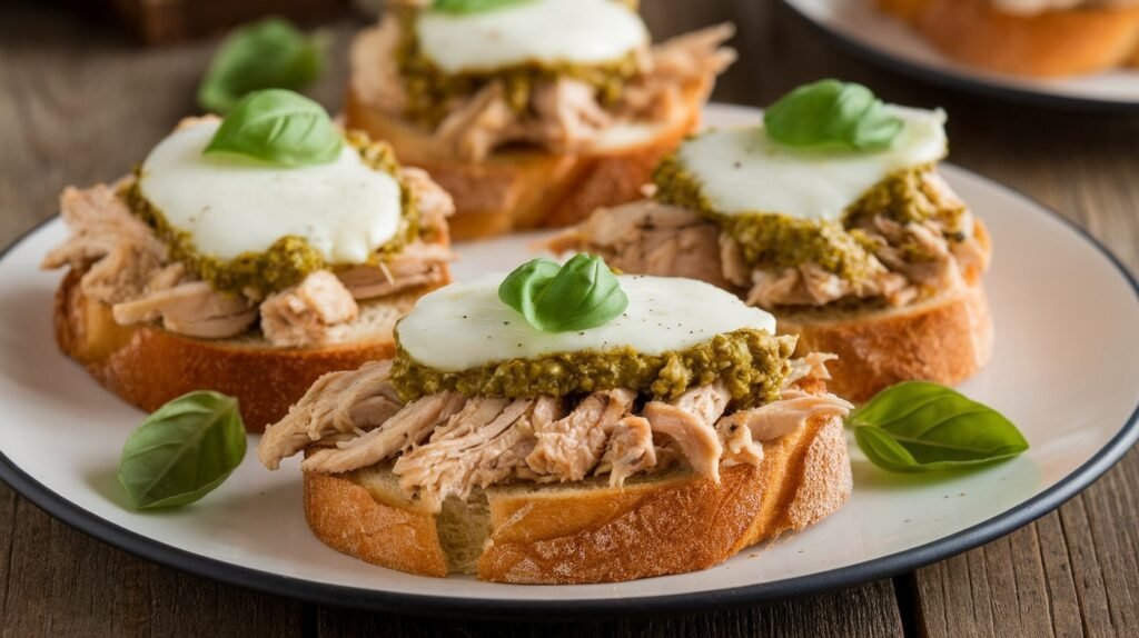 Chicken and Pesto Toast Rounds