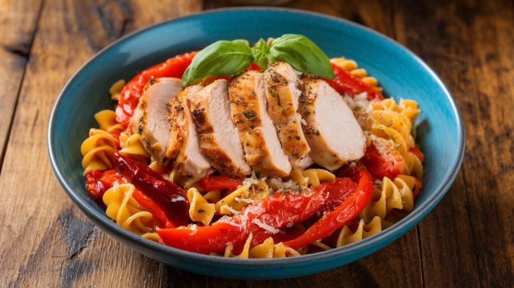 Chicken and Roasted Pepper Pasta Bowls