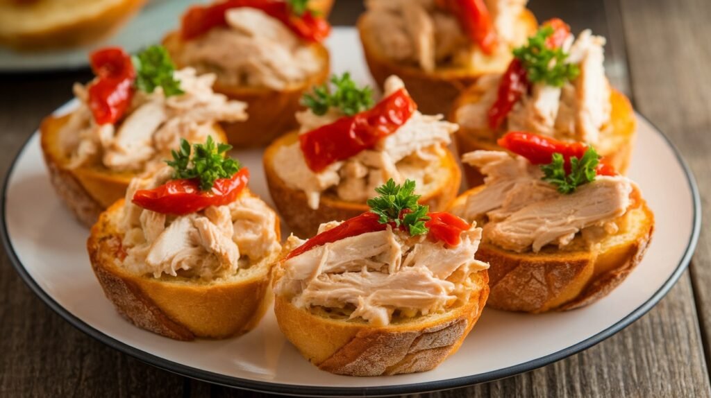 Chicken and Roasted Pepper Toast Cups