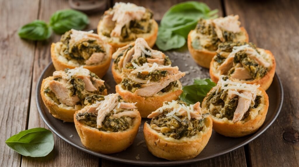 Chicken and Spinach Pesto Cups