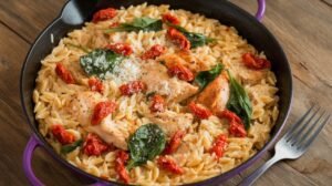 Chicken and Sundried Tomato Orzo Skillet