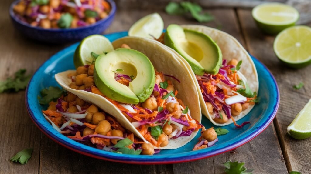 Chili Lime Chickpea Slaw Tacos
