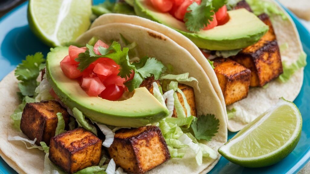Chipotle Garlic Roasted Tofu Tacos