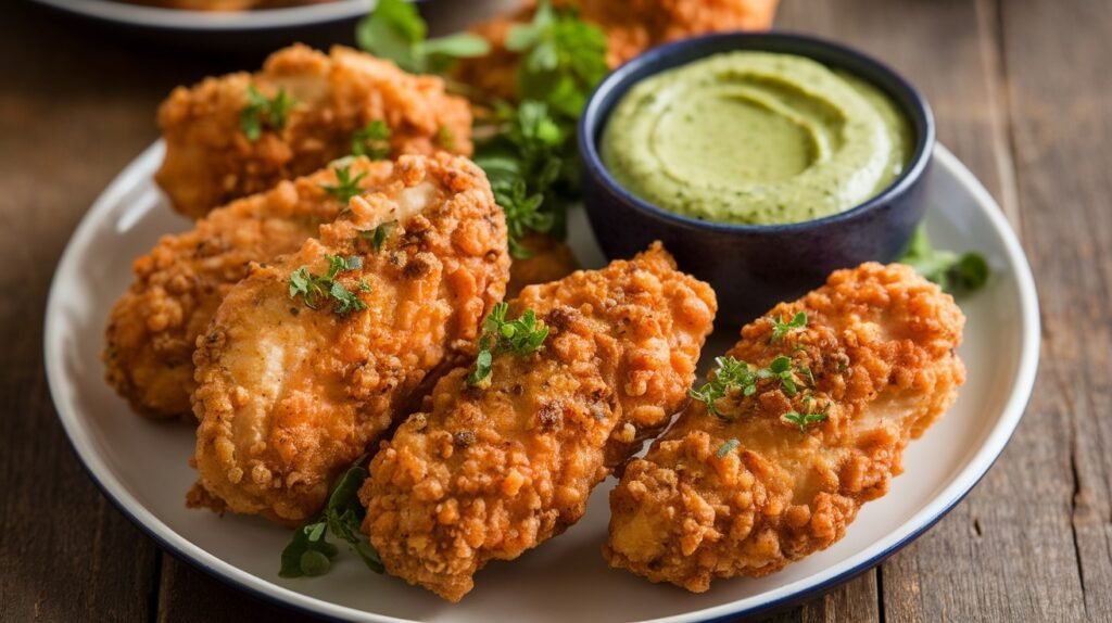 Chicken Tenders with Pesto Mayo Dip