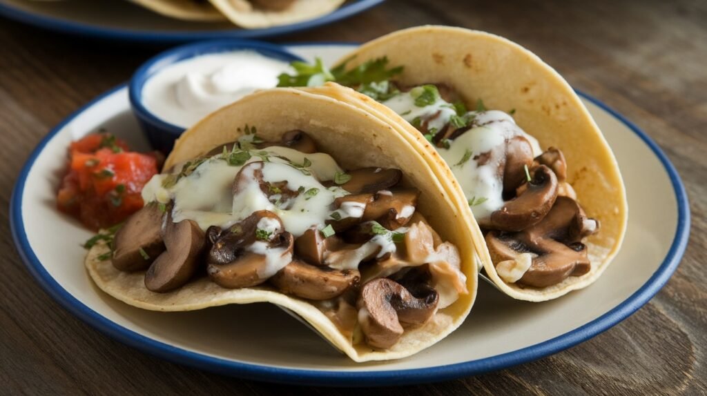 Garlic Butter Mushroom and Swiss Tacos