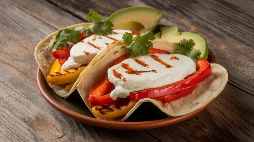 Grilled Bell Pepper and Mozzarella Tacos